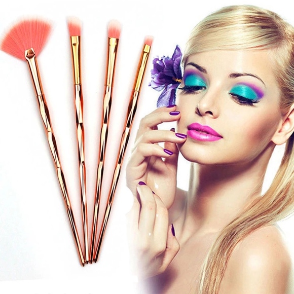 Other - 4 Piece New Gold Glam Makeup Brush Set